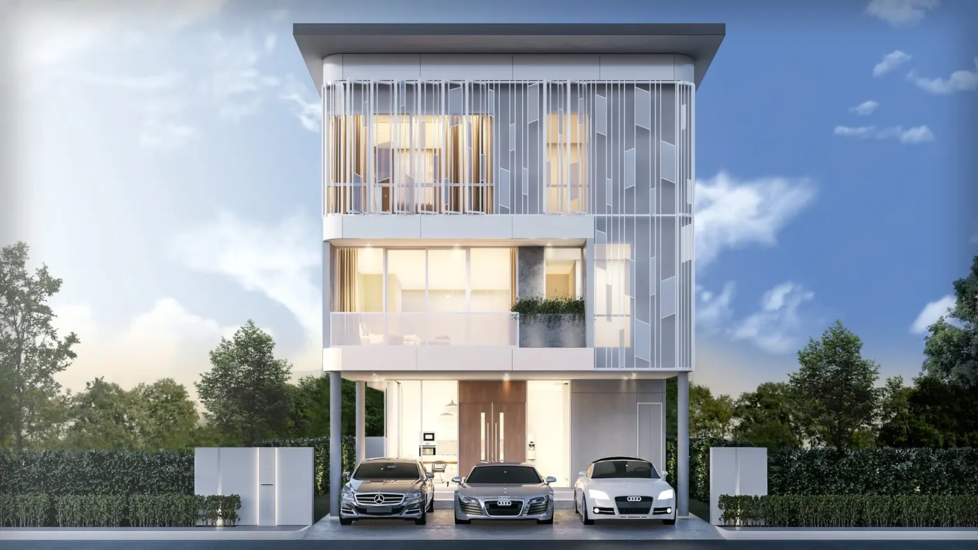 บ้านโมเดิร์นสีขาว — แบบ